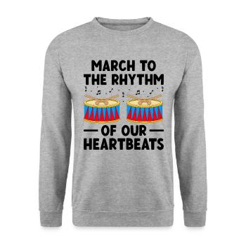 Corps de tambours Heartbeat Marching Band tambour musique Perc - Sweat-shirt Unisexe - gris chiné - Devant - Alina (178cm) & Michal (187cm)