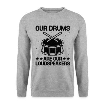 Drum Corps Marching Band Drum Corp Music Percussio - Unisex Pullover - Weißgrau meliert - Vorne - Alina (178cm) & Michal (187cm)