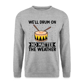 Drum Corps Marching Band Drum Corp Music Percussio - Unisex Sweatshirt - salt & pepper - Front - Alina (178cm) & Michal (187cm)