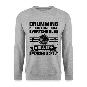 Drum Corps Marching Band Drum Corp Music Percussio - Unisex Sweatshirt - salt & pepper - Front - Alina (178cm) & Michal (187cm)