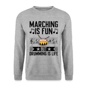 Drum Corps Marching Band Drum Corp Music Percussio - Unisex Sweatshirt - salt & pepper - Front - Alina (178cm) & Michal (187cm)
