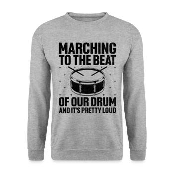 Drum Corps Marching Band Drum Corp Music Percussio - Unisex Pullover - Weißgrau meliert - Vorne - Alina (178cm) & Michal (187cm)