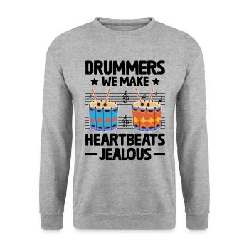 Drum Corps Marching Band Drum Corp Music Percussio - Unisex Sweatshirt - salt & pepper - Front - Alina (178cm) & Michal (187cm)