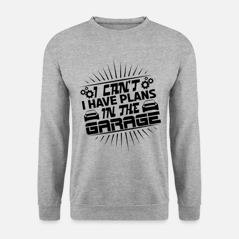 Ich kann nicht, ich habe Projekte in der Garage. - Unisex Pullover - Weißgrau meliert