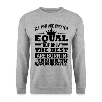 Janvier anniversaire. cadeau d'anniveraire janvier - Sweat-shirt Unisexe - gris chiné - Devant - Alina (178cm) & Michal (187cm)