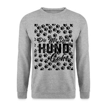 Qui va avec le chien. Propriétaire de chien.chien. - Sweat-shirt Unisexe - gris chiné - Devant - Alina (178cm) & Michal (187cm)