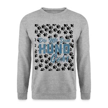 Qui va avec le chien. Propriétaire de chien.chien. - Sweat-shirt Unisexe - gris chiné - Devant - Alina (178cm) & Michal (187cm)
