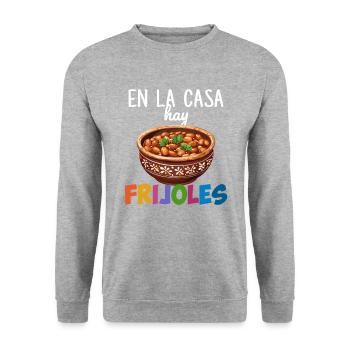 En la casa hay frijoles - Unisex Sweatshirt - salt & pepper - Front - Alina (178cm) & Michal (187cm)