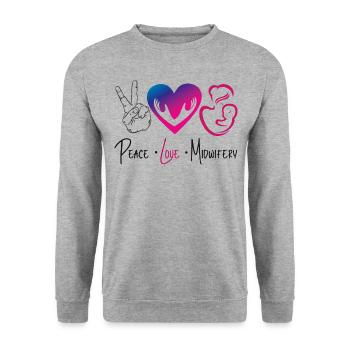 Nurse Midwife Birth Worker Peace - Unisex Pullover - Weißgrau meliert - Vorne - Alina (178cm) & Michal (187cm)