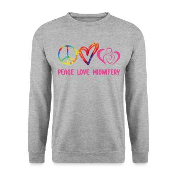 Nurse Midwife Birth Worker Tie Dye - Unisex Pullover - Weißgrau meliert - Vorne - Alina (178cm) & Michal (187cm)