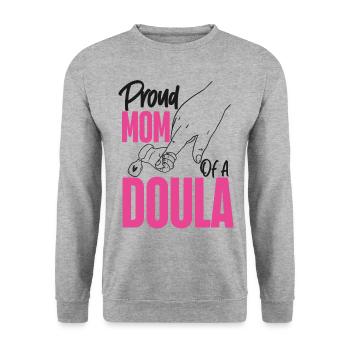 Doula Travailleuse à la naissance Maman Fière Maman - Sweat-shirt Unisexe - gris chiné - Devant - Alina (178cm) & Michal (187cm)