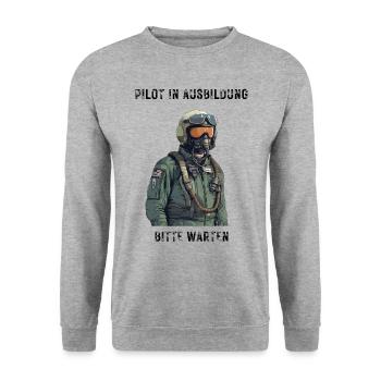 Pilot in Ausbildung - Unisex Pullover - Weißgrau meliert - Vorne - Alina (178cm) & Michal (187cm)