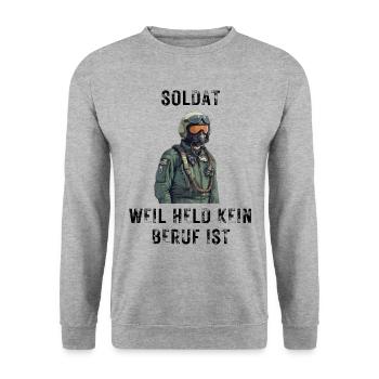 Soldat weil held kein Beruf ist - Unisex Pullover - Weißgrau meliert - Vorne - Alina (178cm) & Michal (187cm)
