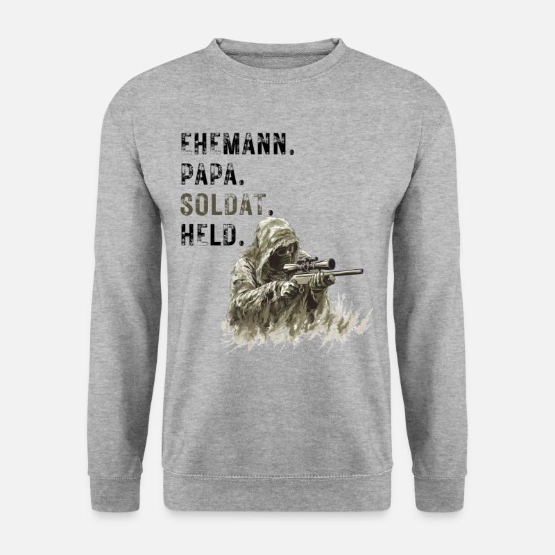 Ehemann Papa Soldat Held - Unisex Pullover - Weißgrau meliert