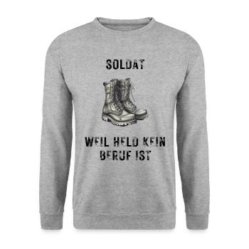 Soldat weil Held kein Problem ist - Unisex Pullover - Weißgrau meliert - Vorne - Alina (178cm) & Michal (187cm)