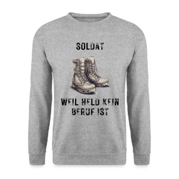 Soldat weil held kein Beruf ist - Unisex Pullover - Weißgrau meliert - Vorne - Alina (178cm) & Michal (187cm)
