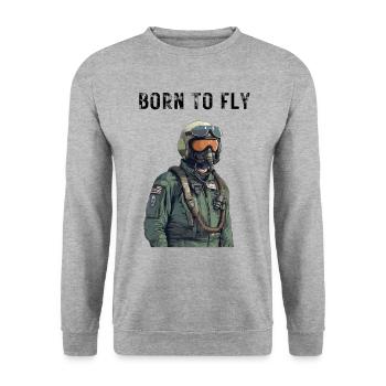 Born to Fly - Unisex Pullover - Weißgrau meliert - Vorne - Alina (178cm) & Michal (187cm)