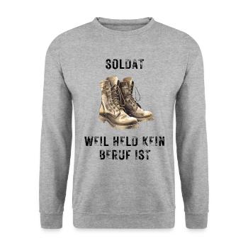 Soldat weil Held kein Beruf ist - Unisex Pullover - Weißgrau meliert - Vorne - Alina (178cm) & Michal (187cm)