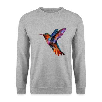 Hummingbird flowers - Unisex Pullover - Weißgrau meliert - Vorne - Alina (178cm) & Michal (187cm)