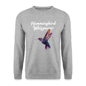 Hummingbird whisperer - Unisex Pullover - Weißgrau meliert - Vorne - Alina (178cm) & Michal (187cm)