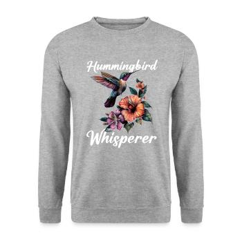 Hummingbird whisperer - Unisex Pullover - Weißgrau meliert - Vorne - Alina (178cm) & Michal (187cm)