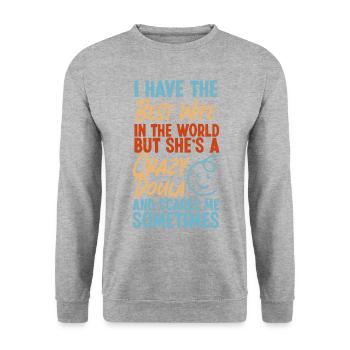 Doula Travailleuse à la naissance Femme Mari I - Sweat-shirt Unisexe - gris chiné - Devant - Alina (178cm) & Michal (187cm)