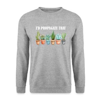 I'd Propagate That, plants Succulents - Unisex Pullover - Weißgrau meliert - Vorne - Alina (178cm) & Michal (187cm)