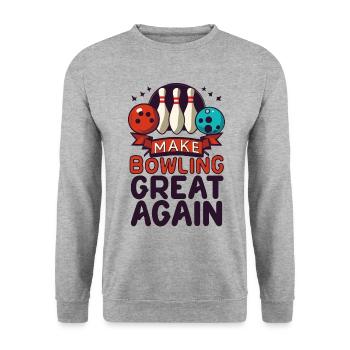 Make Bowling Great Again - Bowling Ball Pin - Sweat-shirt Unisexe - gris chiné - Devant - Alina (178cm) & Michal (187cm)
