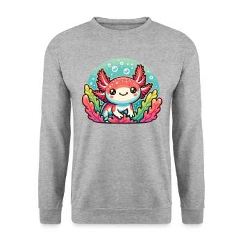 Axolotl cute animals kawaii anime funny axolotl - Unisex Sweatshirt - salt & pepper - Front - Alina (178cm) & Michal (187cm)