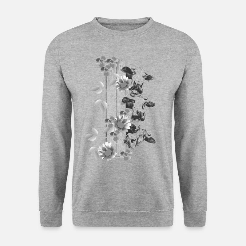 Kühe hinterm Zaun - Unisex Pullover - Weißgrau meliert
