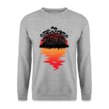 Karibik Insel Sonne Sonnenuntergang Urlaub Natur - Unisex Pullover - Weißgrau meliert - Vorne - Alina (178cm) & Michal (187cm)