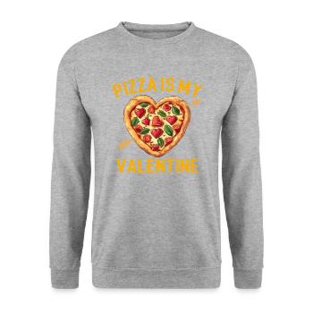 pizza is my valentine, valentines - Unisex Pullover - Weißgrau meliert - Vorne - Alina (178cm) & Michal (187cm)