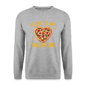 pizza is my valentine, valentines - Unisex Pullover - Weißgrau meliert - Vorne - Alina (178cm) & Michal (187cm)