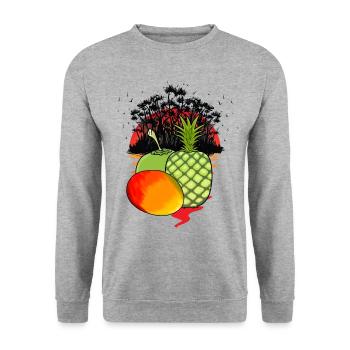 Caribbean, Island, Fruits, Fruits, Vitamins, Summer, Fruit - Unisex Sweatshirt - salt & pepper - Front - Alina (178cm) & Michal (187cm)