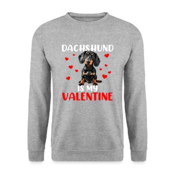 dachshund is my valentine, dog valentines - Unisex Pullover - Weißgrau meliert - Vorne - Alina (178cm) & Michal (187cm)