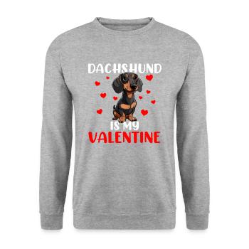 dachshund is my valentine, dog valentines - Unisex Pullover - Weißgrau meliert - Vorne - Alina (178cm) & Michal (187cm)
