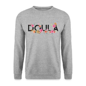 Doula Birth Worker Flower - Unisex Sweatshirt - salt & pepper - Front - Alina (178cm) & Michal (187cm)