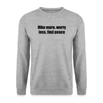 Wandern - Hike more, worry less, find peace - Unisex Pullover - Weißgrau meliert - Vorne - Alina (178cm) & Michal (187cm)