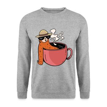 Montag Morgen Faultier Kaffee Pause Tee Genuss - Unisex Pullover - Weißgrau meliert - Vorne - Alina (178cm) & Michal (187cm)