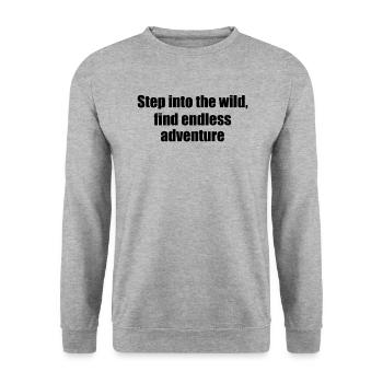 Wandern - Step into the wild, find endless - Unisex Pullover - Weißgrau meliert - Vorne - Alina (178cm) & Michal (187cm)