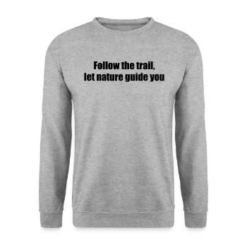 Wandern - Follow the trail, let nature guide you - Unisex Pullover - Weißgrau meliert - Vorne - Alina (178cm) & Michal (187cm)