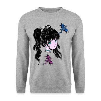Mädchen Drachen Fantasy Märchen Kinder Kind Fabel - Unisex Pullover - Weißgrau meliert - Vorne - Alina (178cm) & Michal (187cm)