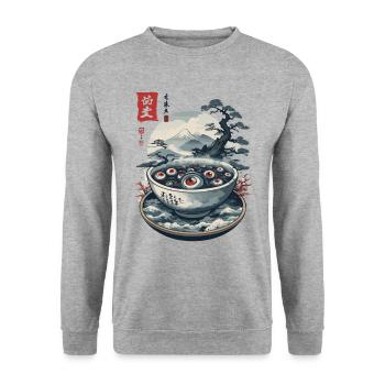 Yokai Ghosts Ukiyo-E Japan Halloween Art - Unisex Sweatshirt - salt & pepper - Front - Alina (178cm) & Michal (187cm)