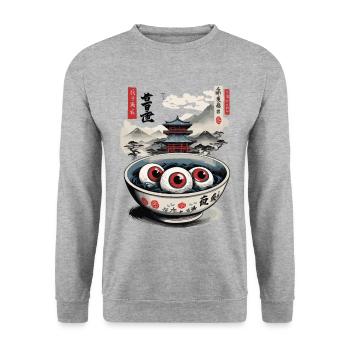 Ukiyo-E Okkult Horror Halloween Japan Art - Unisex Pullover - Weißgrau meliert - Vorne - Alina (178cm) & Michal (187cm)