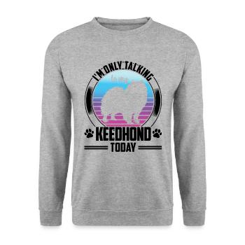 Wolfsspitz Rede nur mit Deutscher Wolfsspitz - Unisex Pullover - Weißgrau meliert - Vorne - Alina (178cm) & Michal (187cm)