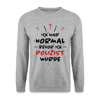 Polizist Spruch Polizei Lustiges Polizist Geschenk - Unisex Pullover - Weißgrau meliert - Vorne - Alina (178cm) & Michal (187cm)