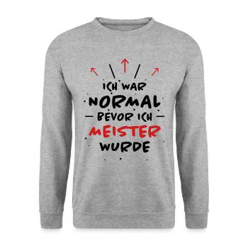 Meister Spruch Prüfung Lustiges Meister Geschenk - Unisex Pullover - Weißgrau meliert - Vorne - Alina (178cm) & Michal (187cm)