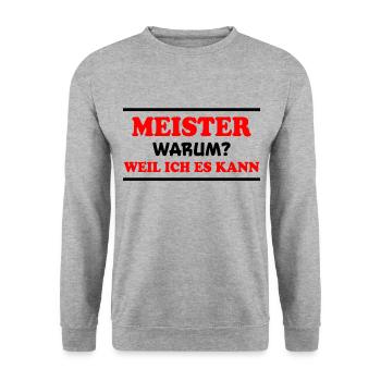 Meister Spruch Prüfung Lustiges Meister Geschenk - Unisex Pullover - Weißgrau meliert - Vorne - Alina (178cm) & Michal (187cm)