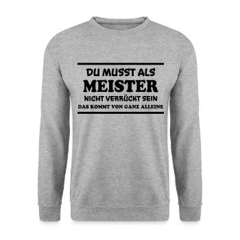 Meister Spruch Prüfung Lustiges Meister Geschenk - Unisex Pullover - Weißgrau meliert - Vorne - Alina (178cm) & Michal (187cm)