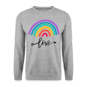 Amour Graphique Amour Câlins Et Bisous Arc-en-ciel - Sweat-shirt Unisexe - gris chiné - Devant - Alina (178cm) & Michal (187cm)